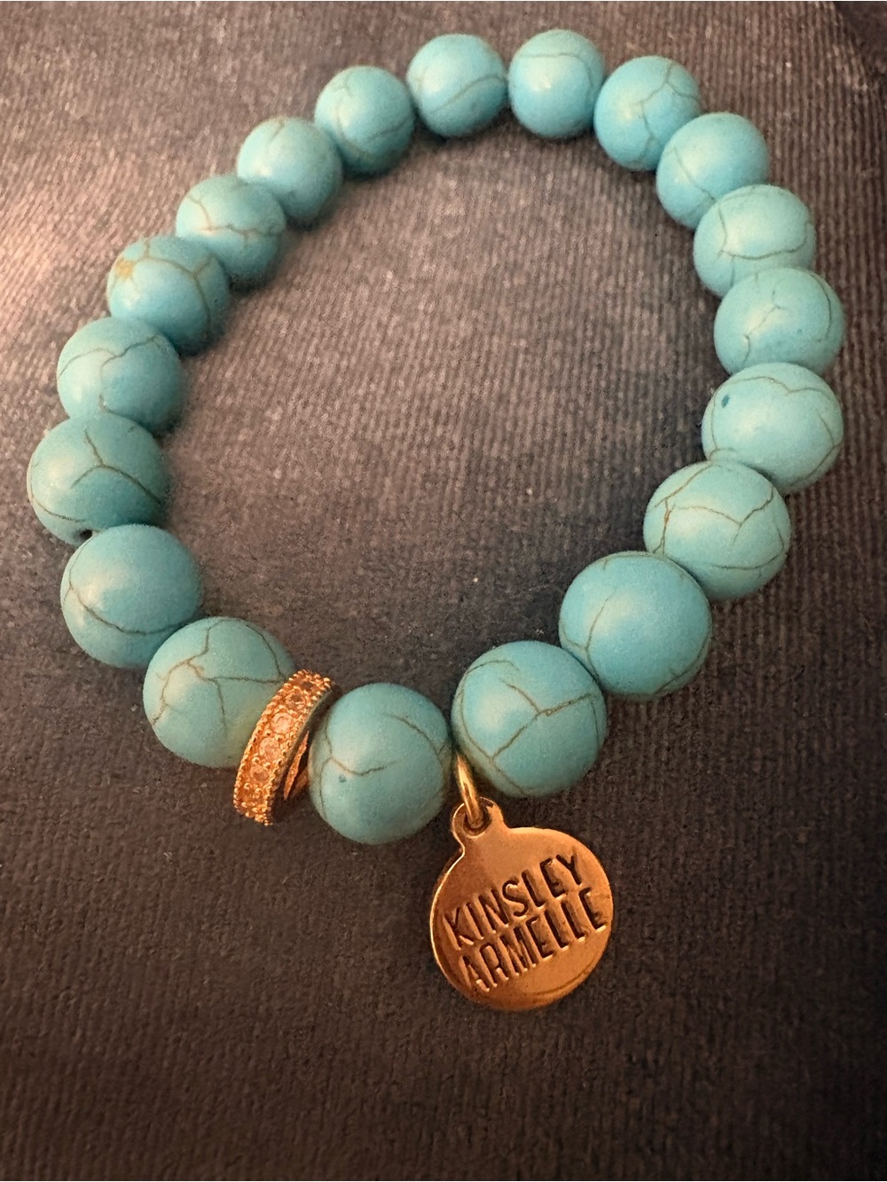 Kinsley Armelle Turquoise Beaded Stretch Bracelet Gold Crystal Accent